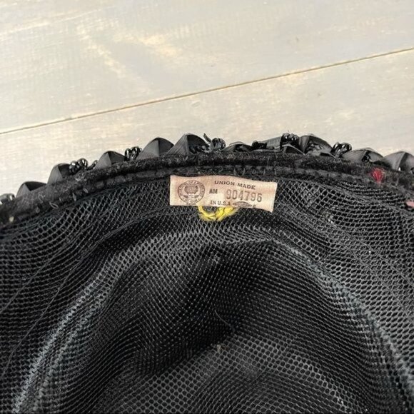 Vintage Union Made Cloche Hat Black Straw